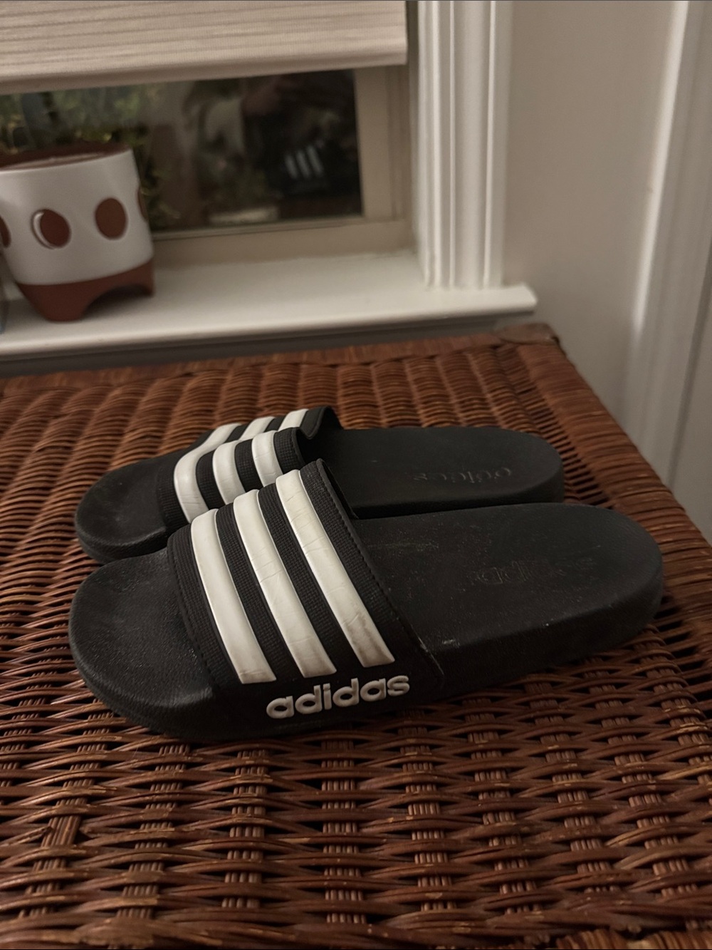 adidas Black and White Slide Sandals